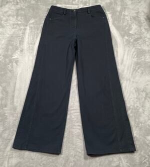 TWP Pants 8 Blue Wide Leg Stretch Casual Chic Quiet Luxury Classic Capsule Twill
